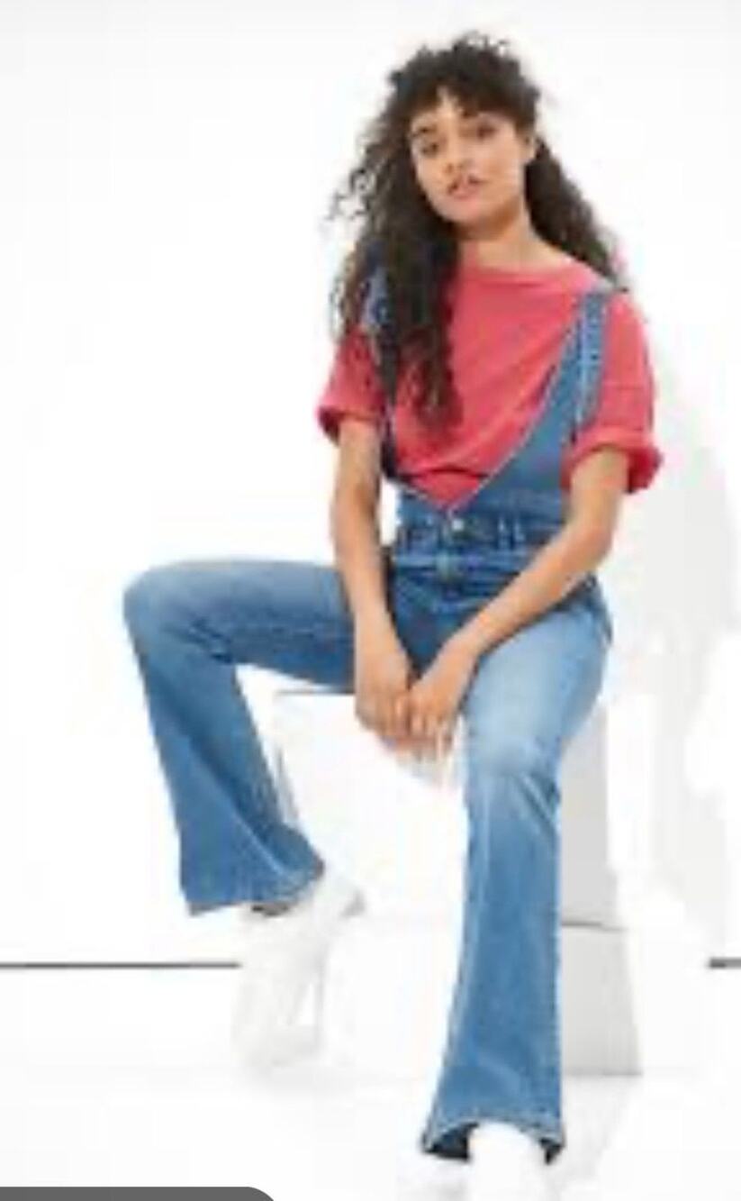 NWT American Eagle Denim Flare Overalls SZ 2 Tall